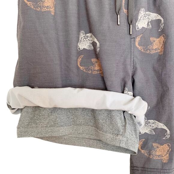 LinkSoul Grey Koi Print Saturday Lined Volley Shorts X Large - Picture 4 of 7